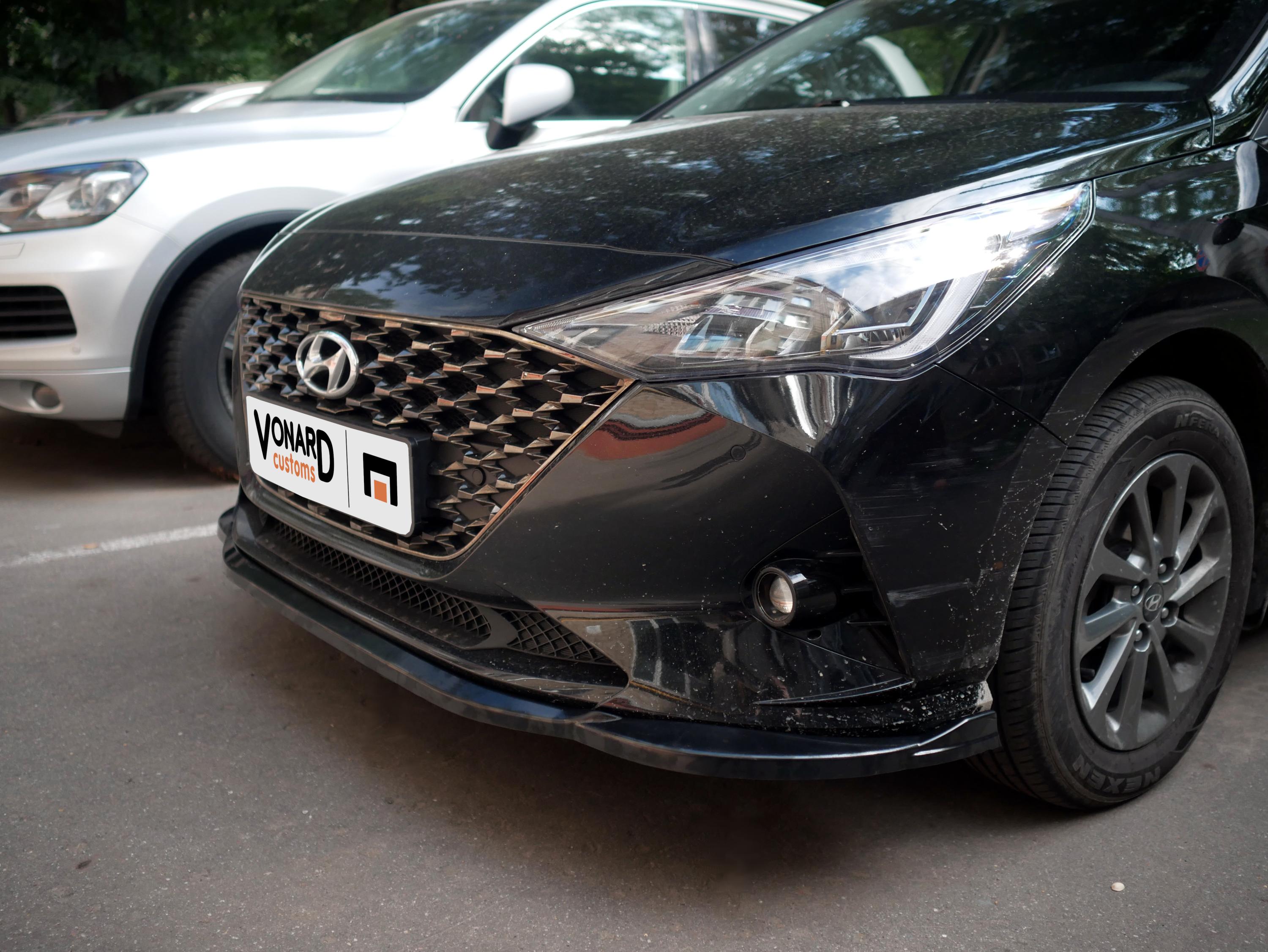картинка Сплиттер переднего бампера Hyundai Solaris 2 рест. vonard customs 
