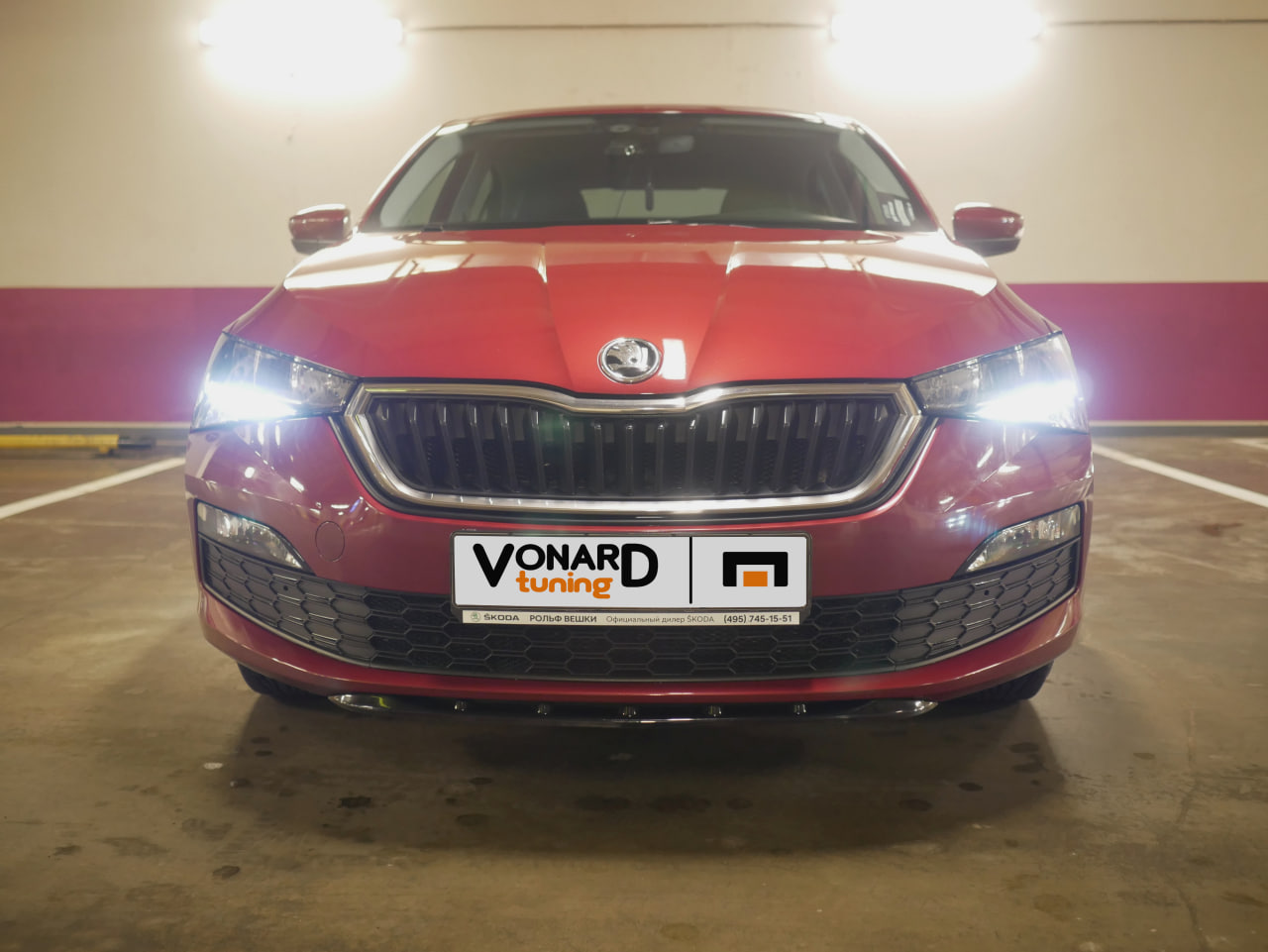 картинка Сплиттер (короткий) переднего бампера Skoda Rapid 2 - черный металлик vonard customs 