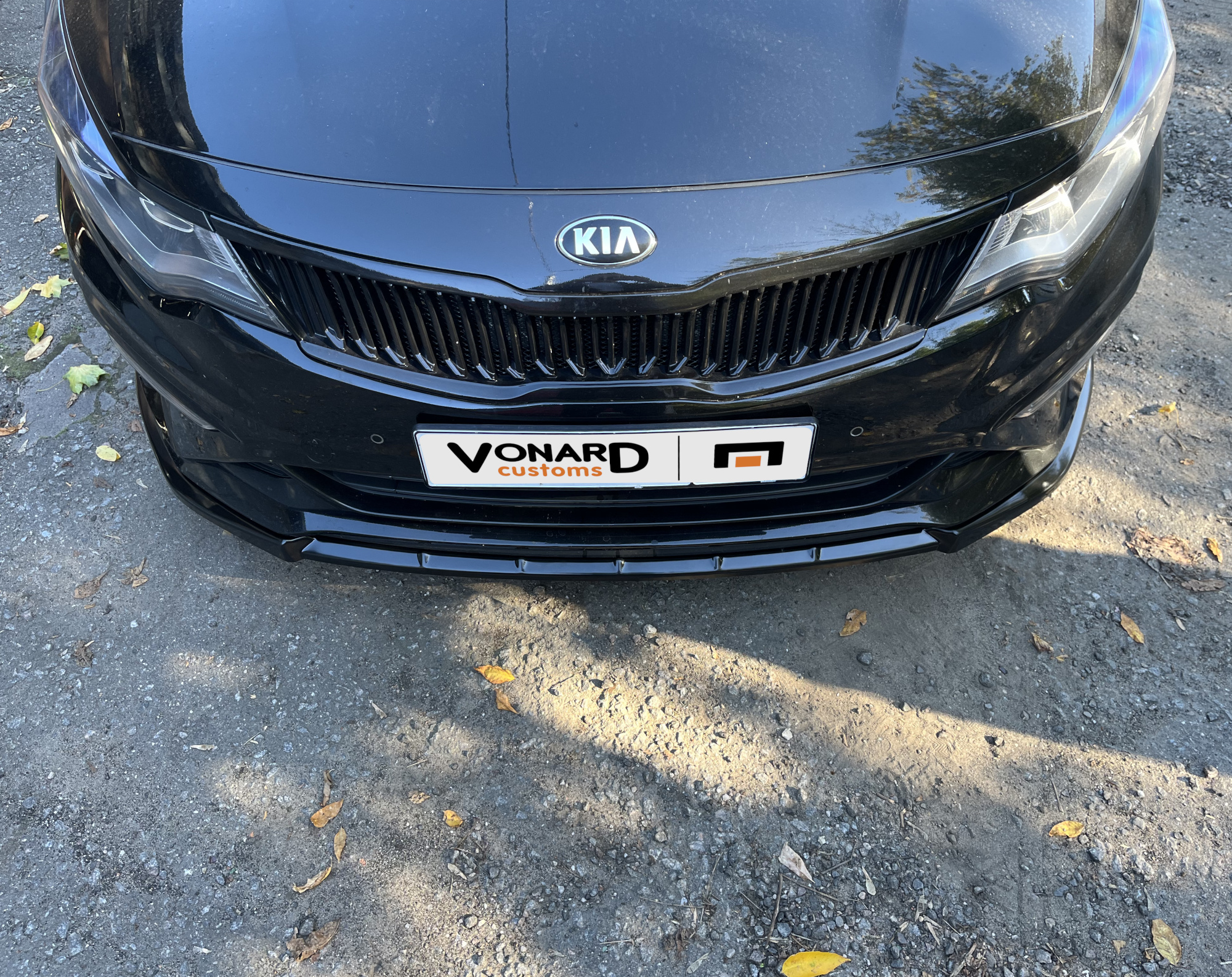 картинка Сплиттер переднего бампера Kia Optima 4 FL - чёрный глянец vonard customs 