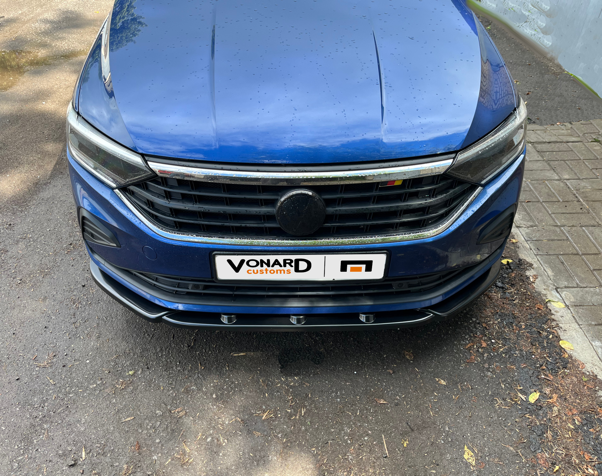 картинка Сплиттер переднего бампера VW Polo 6 liftback (узкий) - текстура vonard customs 