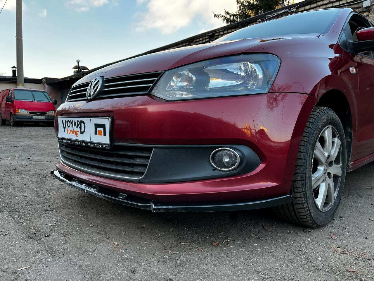 картинка Сплиттер переднего бампера VW Polo 5 седан - текстура vonard customs 