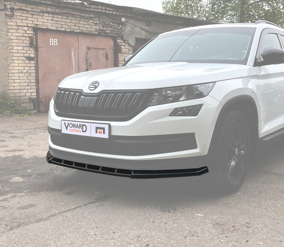 картинка Сплиттер переднего бампера Skoda Kodiaq 1 стандарт (ver. 4) - текстурный vonard customs 