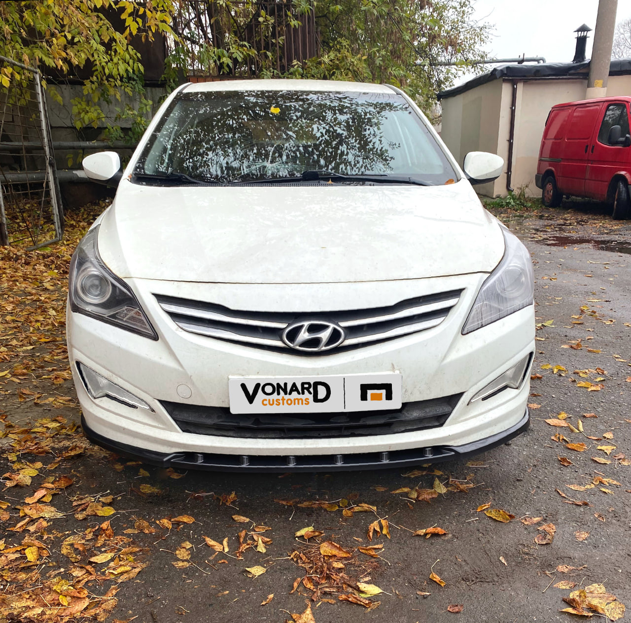 картинка Сплиттер переднего бампера Hyundai Solaris 1 рест - текстура vonard customs 