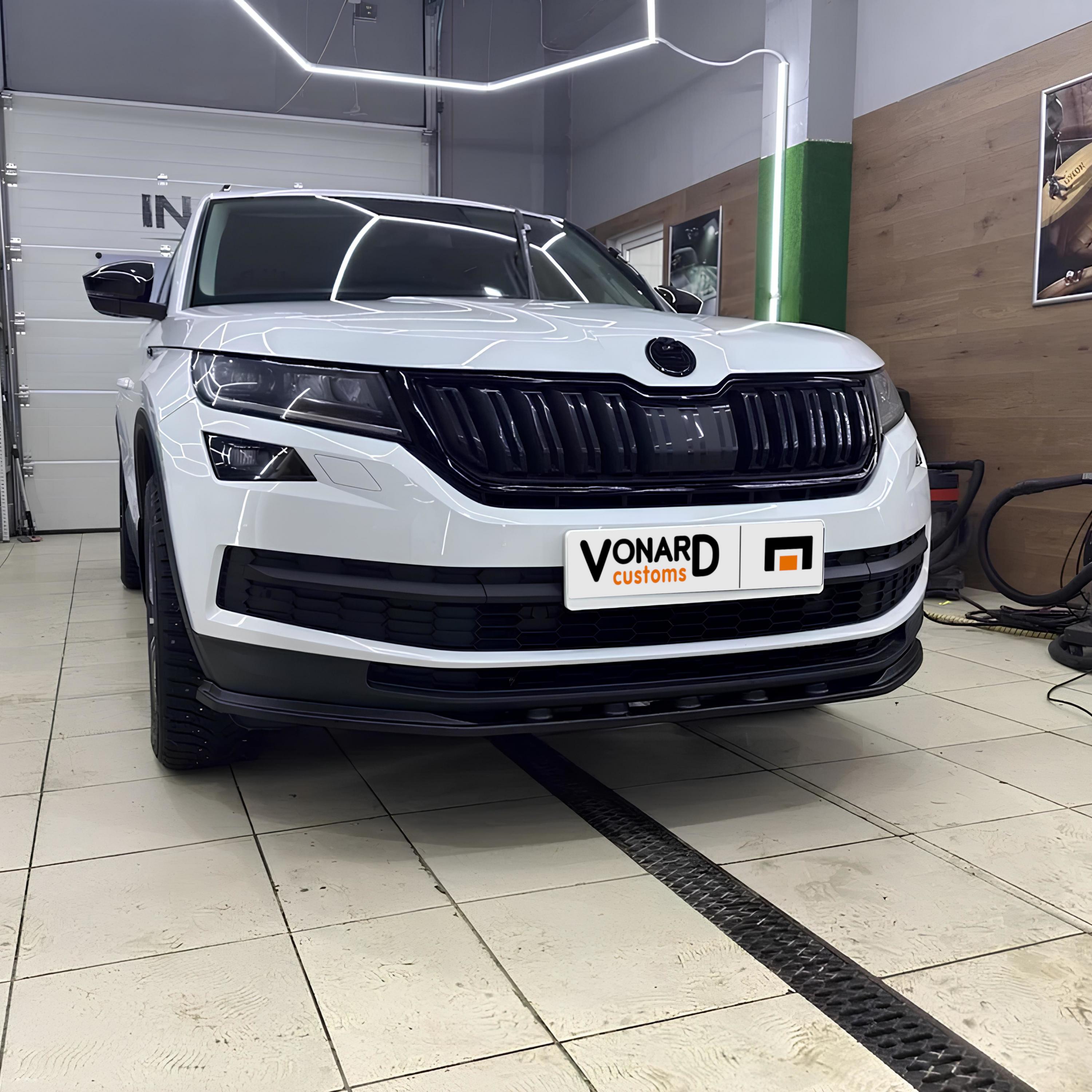 картинка Сплиттер (с ребрами) переднего бампера Skoda Kodiaq 1 стандарт (ver. 1) - под покраску vonard customs 