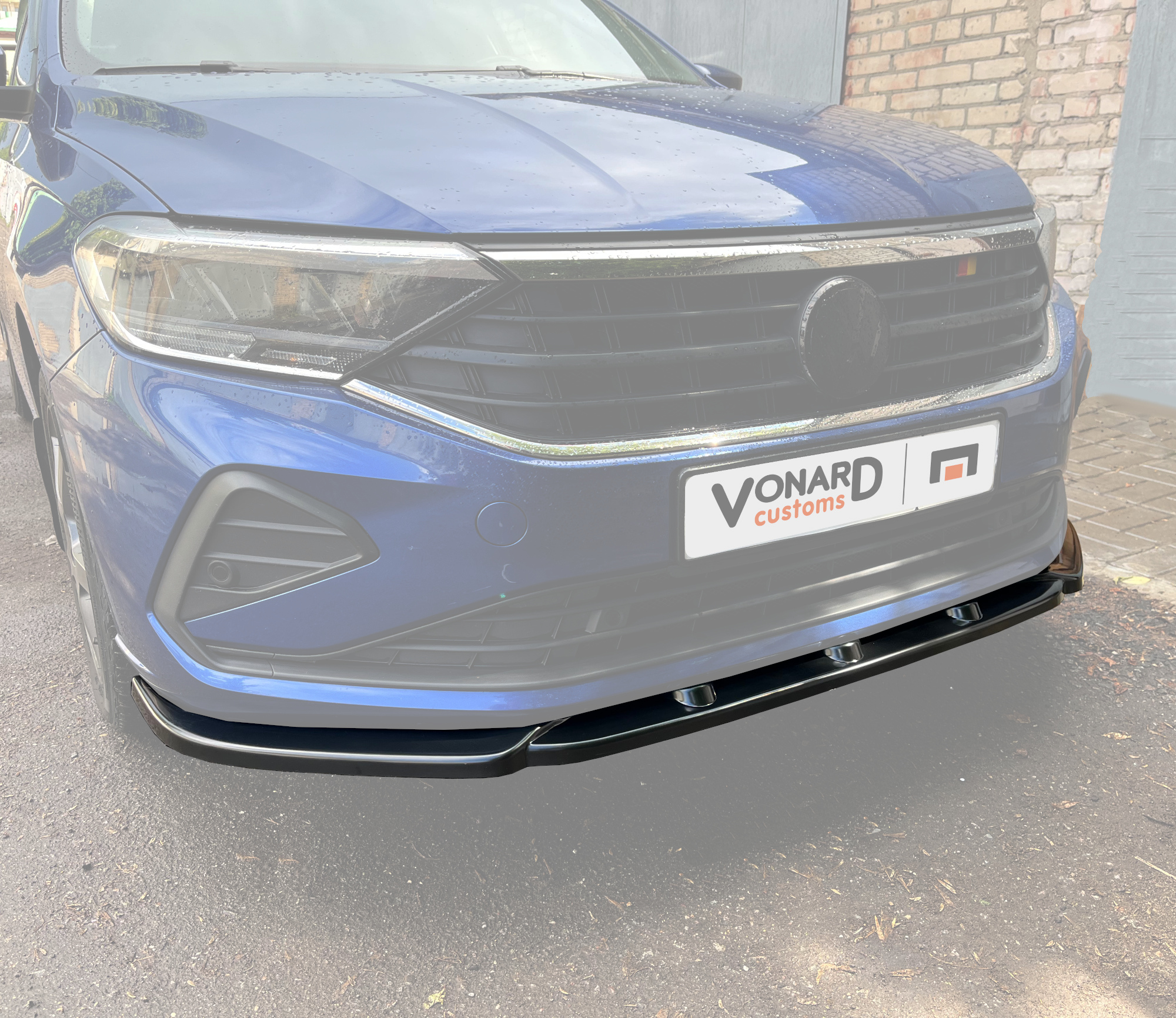 картинка Сплиттер переднего бампера VW Polo 6 liftback (узкий) - текстура vonard customs 