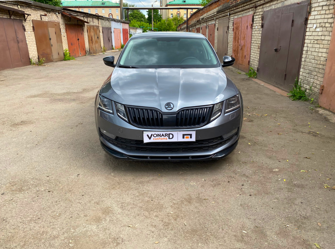 картинка Сплиттер переднего бампера Skoda Octavia 3 A7 рест. (широкий) vonard customs 
