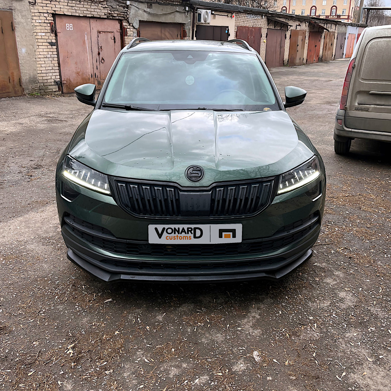 картинка Сплиттер переднего бампера Skoda Karoq 1 - текстура vonard customs 