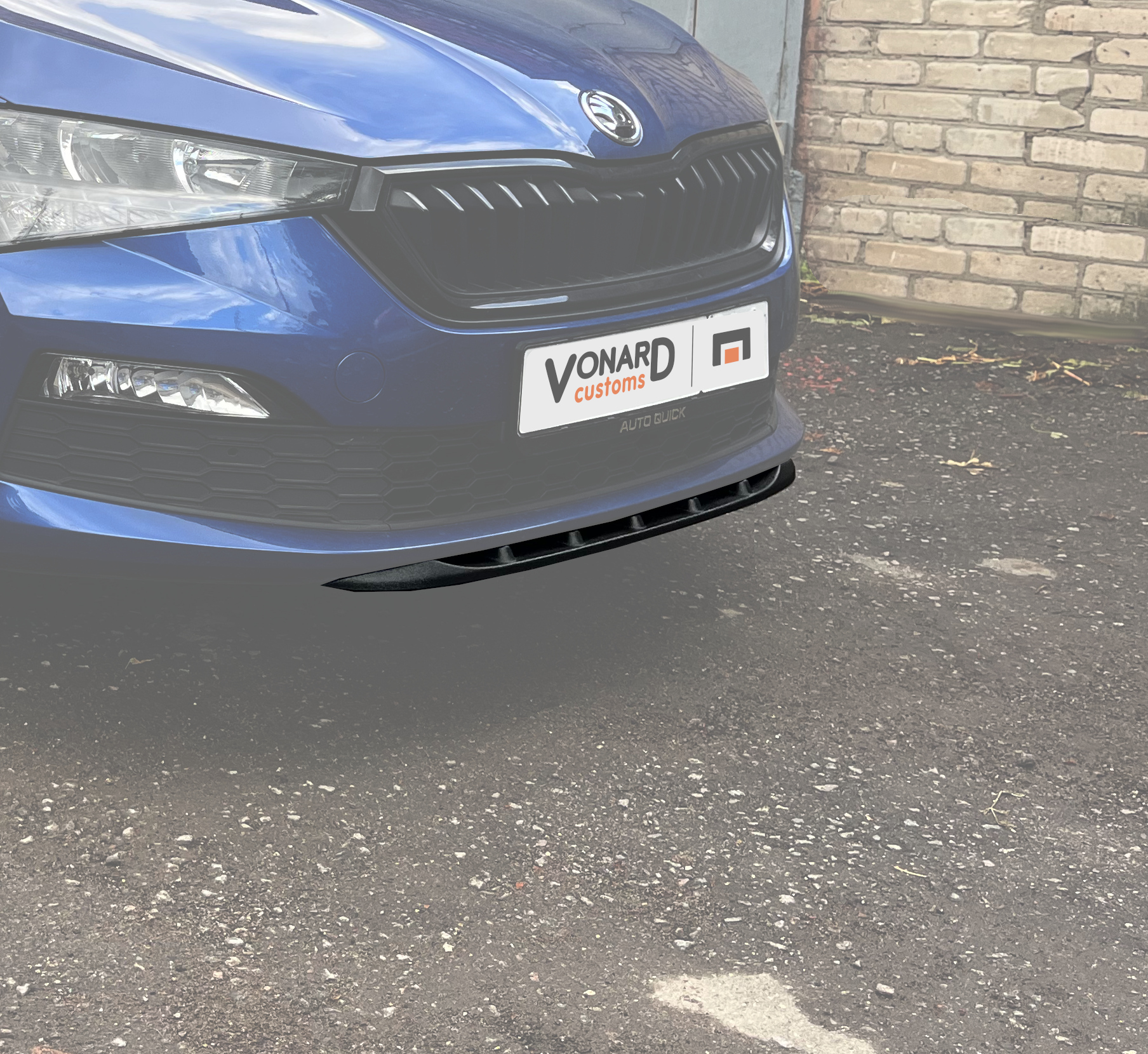 картинка Сплиттер (короткий) переднего бампера Skoda Rapid 2 - текстура vonard customs 