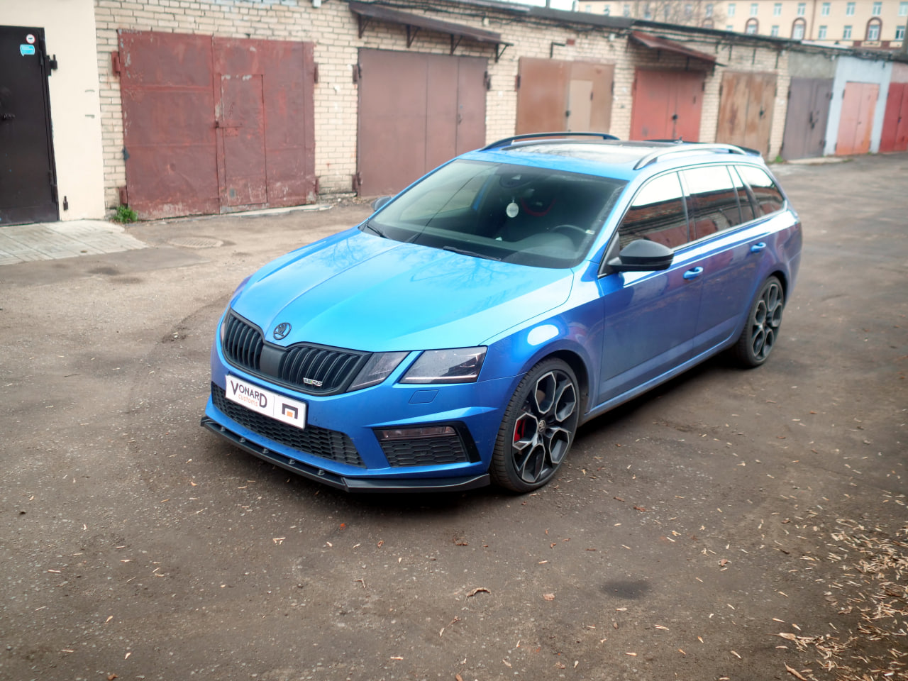 картинка Сплиттер переднего бампера Skoda Octavia 3 A7 RS рест. V4 vonard customs 