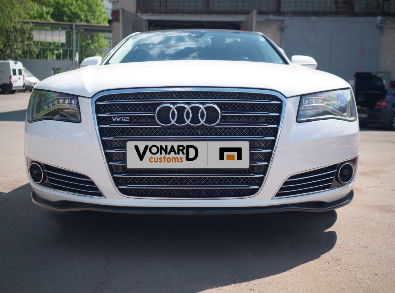 картинка Сплиттер переднего бампера Audi A8 D4 дорест. vonard customs 
