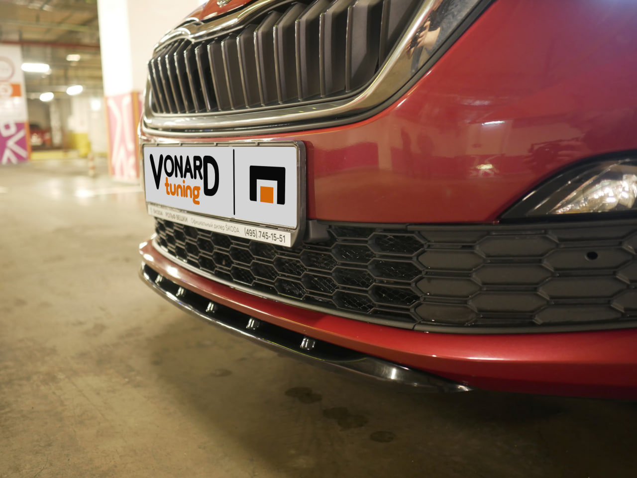 картинка Сплиттер (короткий) переднего бампера Skoda Rapid 2 - под покраску vonard customs 