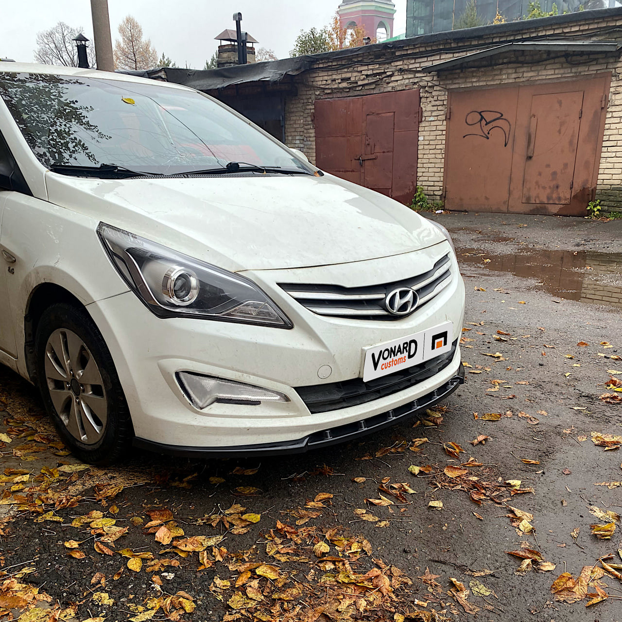 картинка Сплиттер переднего бампера Hyundai Solaris 1 рест. - под покраску vonard customs 