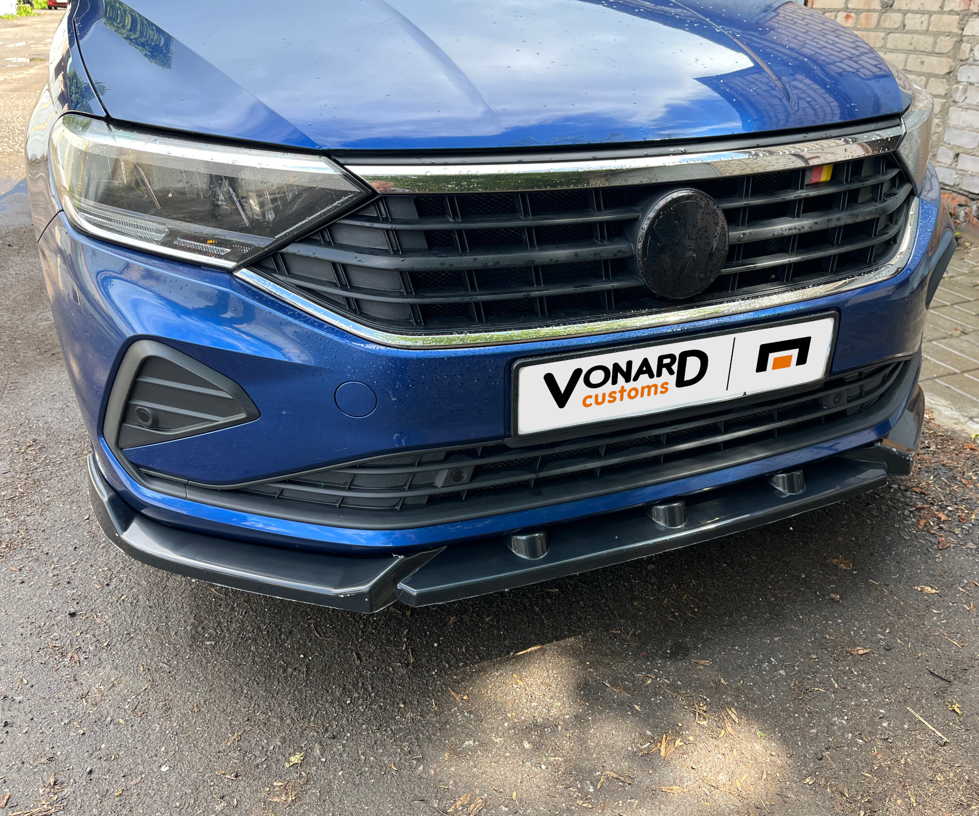 картинка Сплиттер переднего бампера VW Polo 6 liftback -  черный металлик vonard customs 