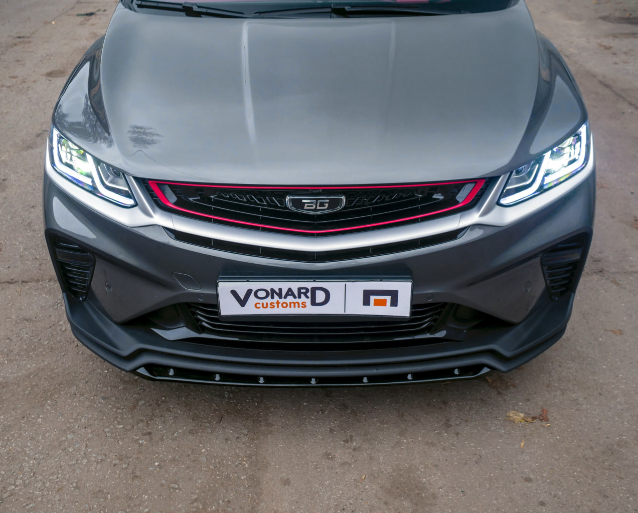 картинка Сплиттер (короткий) переднего бампера Geely Coolray 1 / Belgee X50 v2 vonard customs 