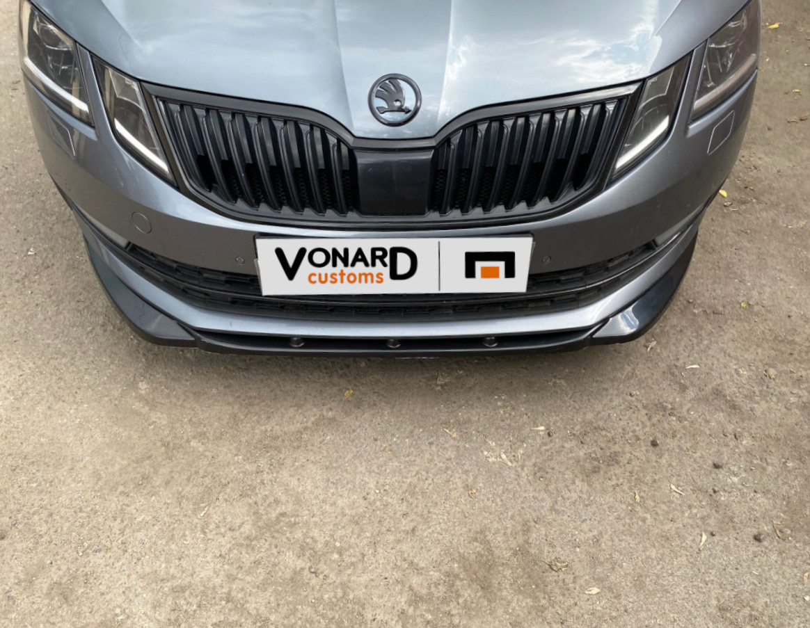 картинка Сплиттер переднего бампера Skoda Octavia 3 A7 рест. (широкий) vonard customs 
