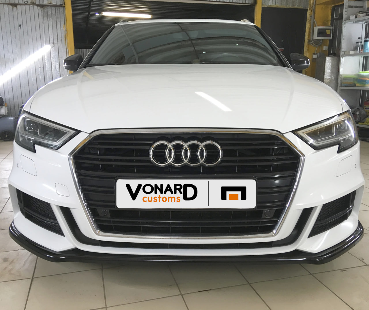 картинка Сплиттер переднего бампера Audi A3 8V S-Line рест. vonard customs 