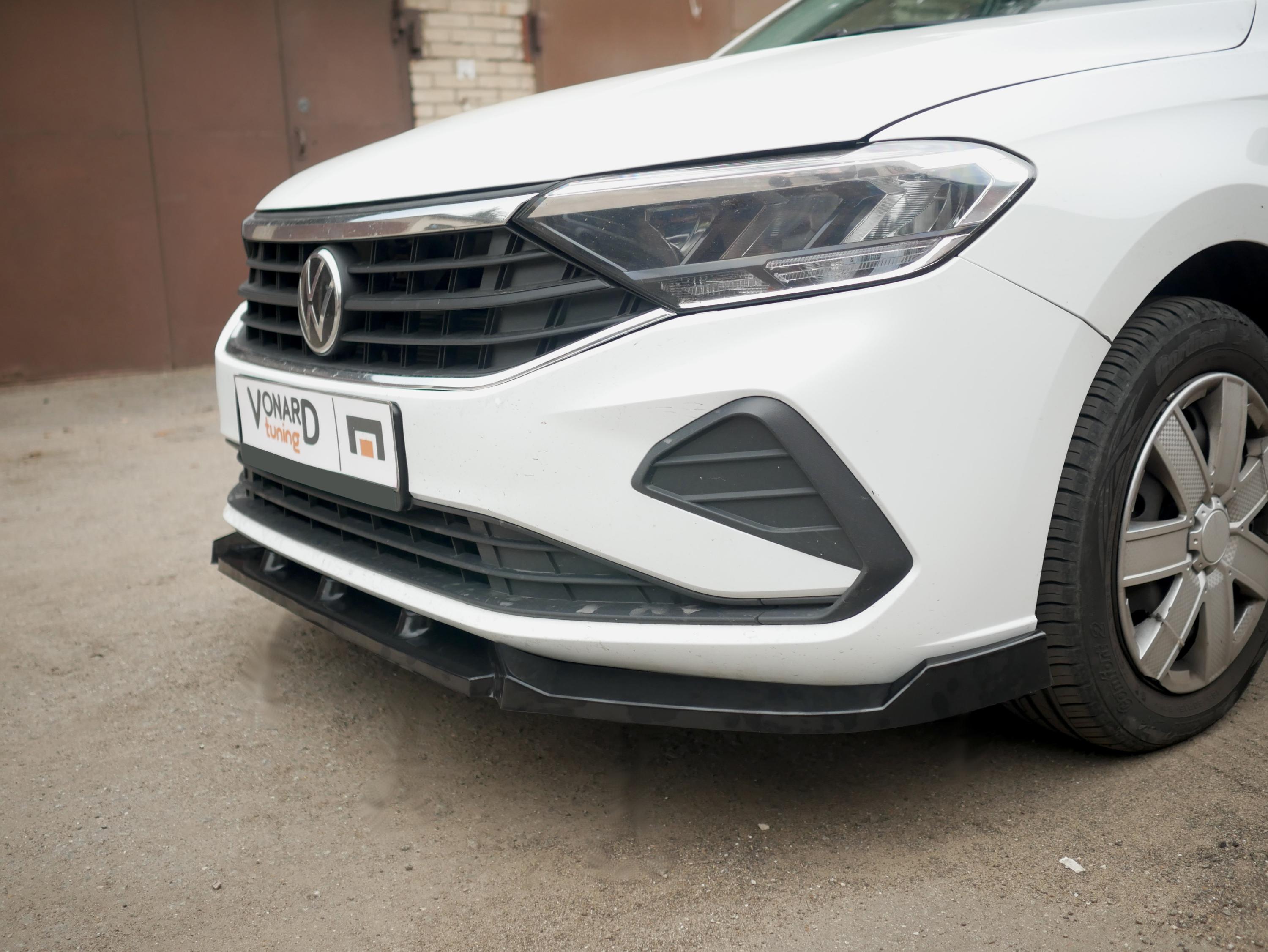 картинка Сплиттер переднего бампера VW Polo 6 liftback -  черный металлик vonard customs 