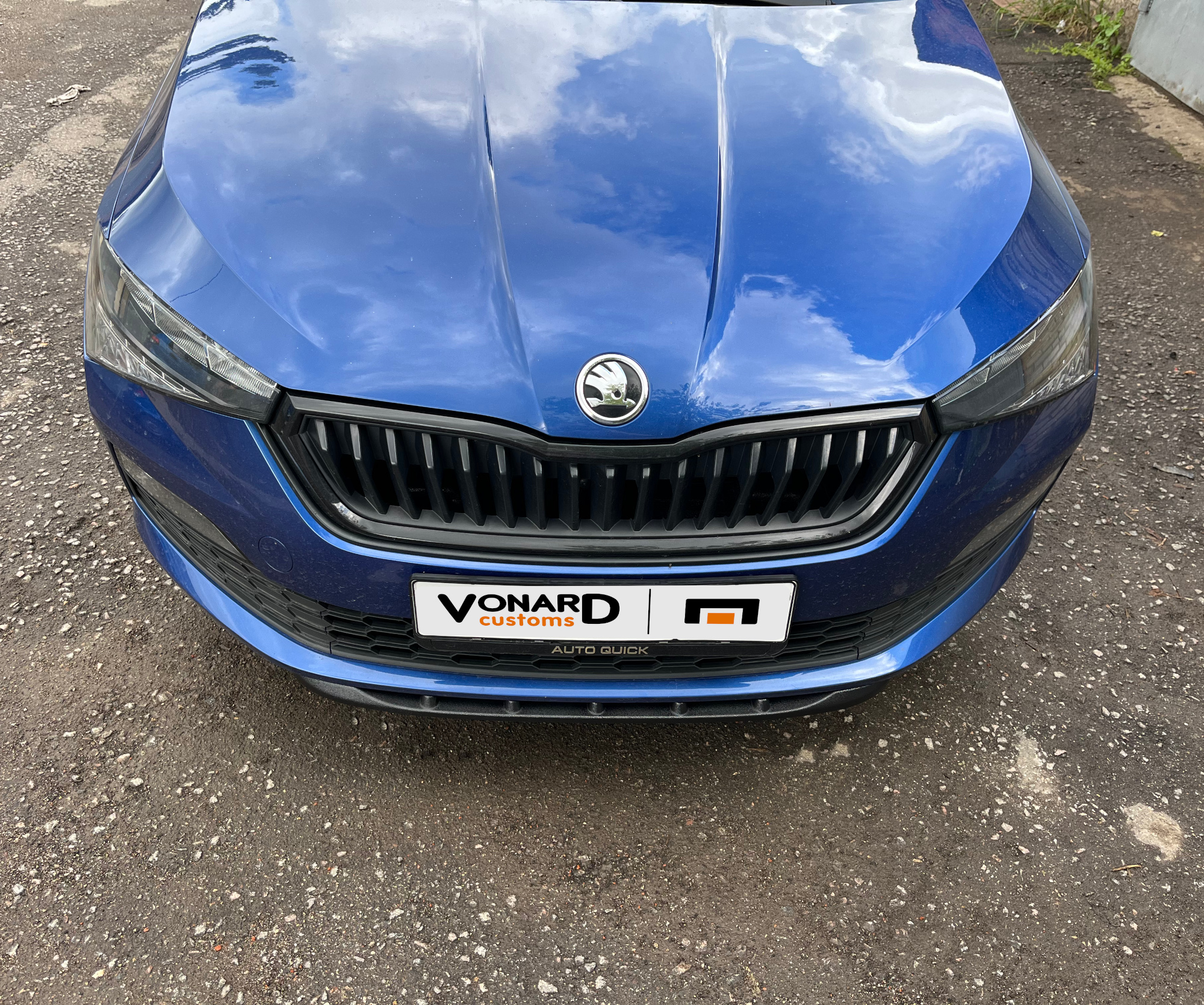 картинка Сплиттер (короткий) переднего бампера Skoda Rapid 2 - текстура vonard customs 